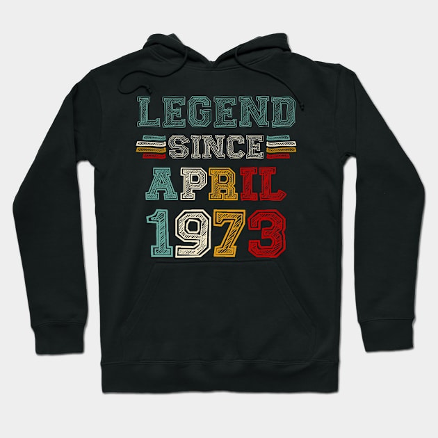 50 Years Old Legend Since April 1973 50th Birthday Hoodie by Gearlds Leonia